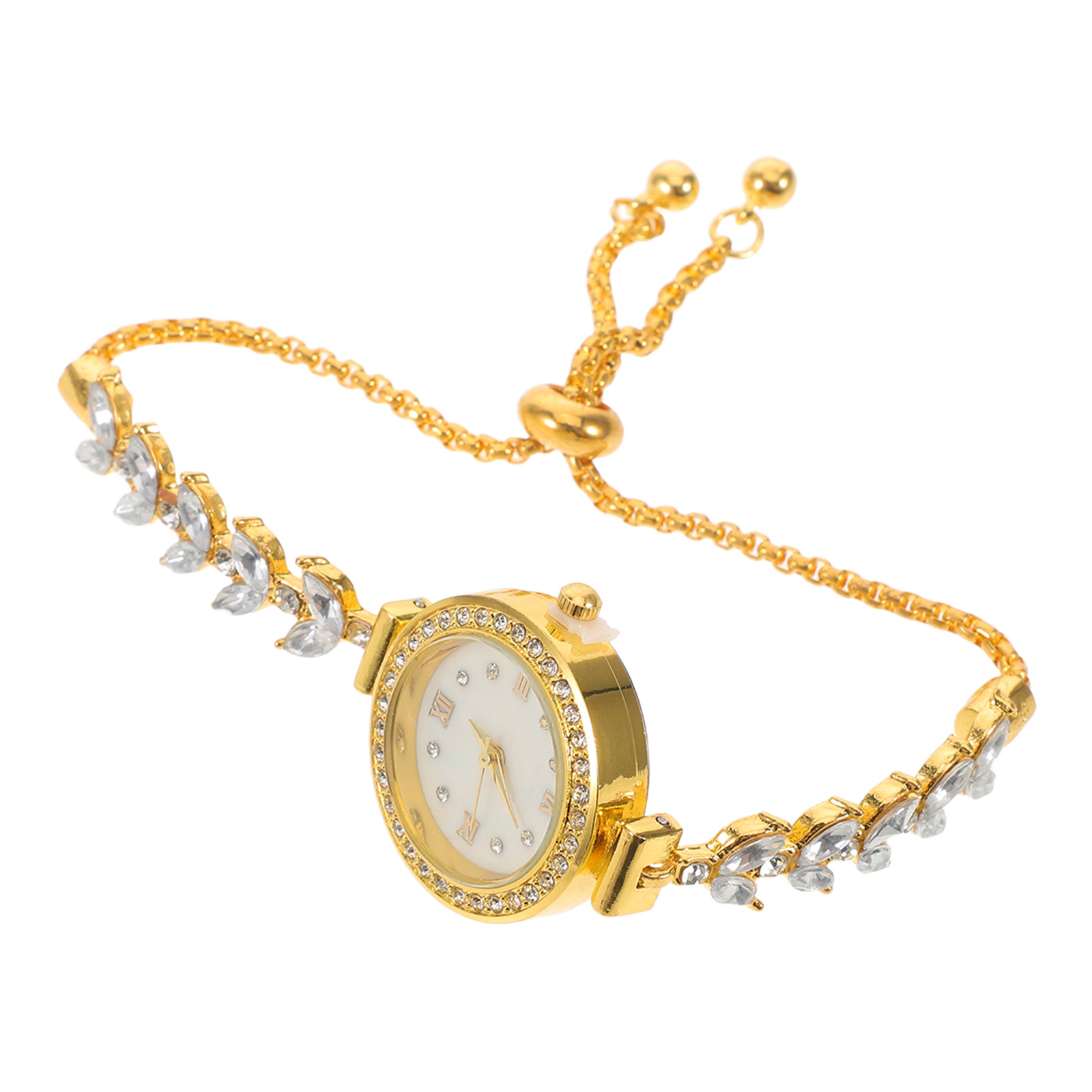 Luxury Watch White - Gold Alloy Rhinestone Bracelet Watch Women's