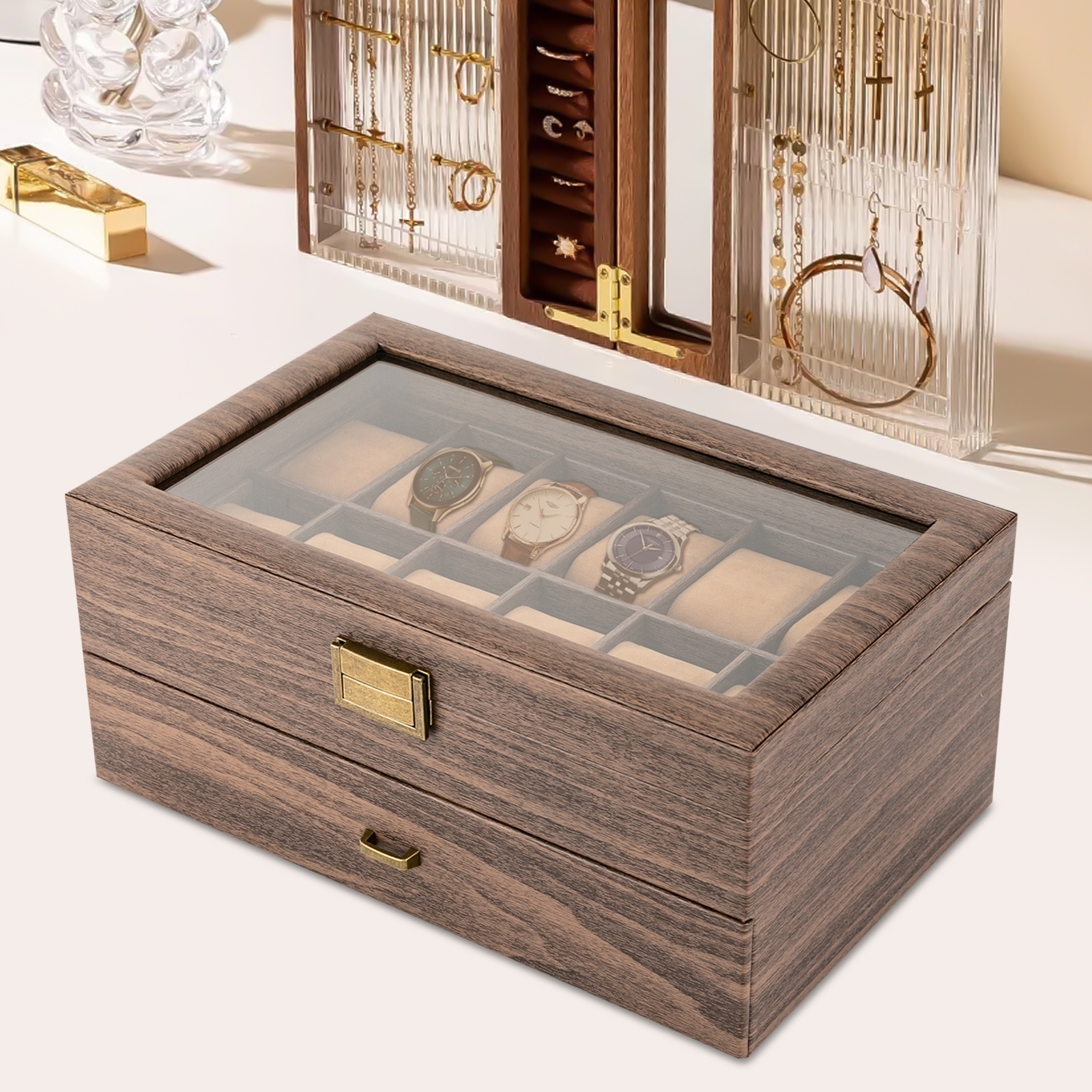 Luxury 2-Tier Wooden Watch Dis - Luxury Watch Tier recension och pris