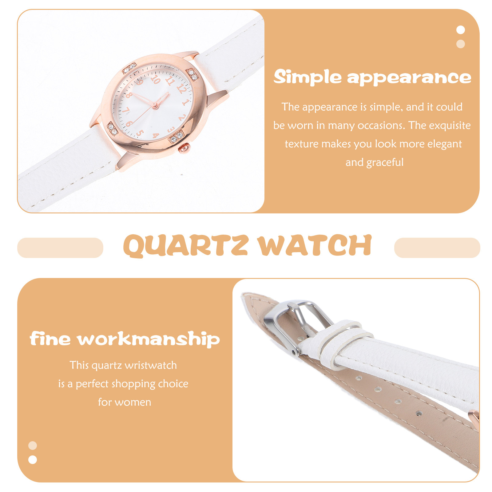 Fashionable Quartz Watch Women - Luxury Watch White recension och pris