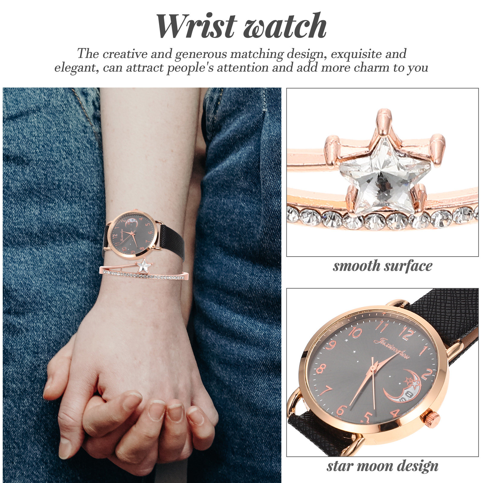 1Set Elegant Star Moon Women W - Luxury Watch White recension och pris