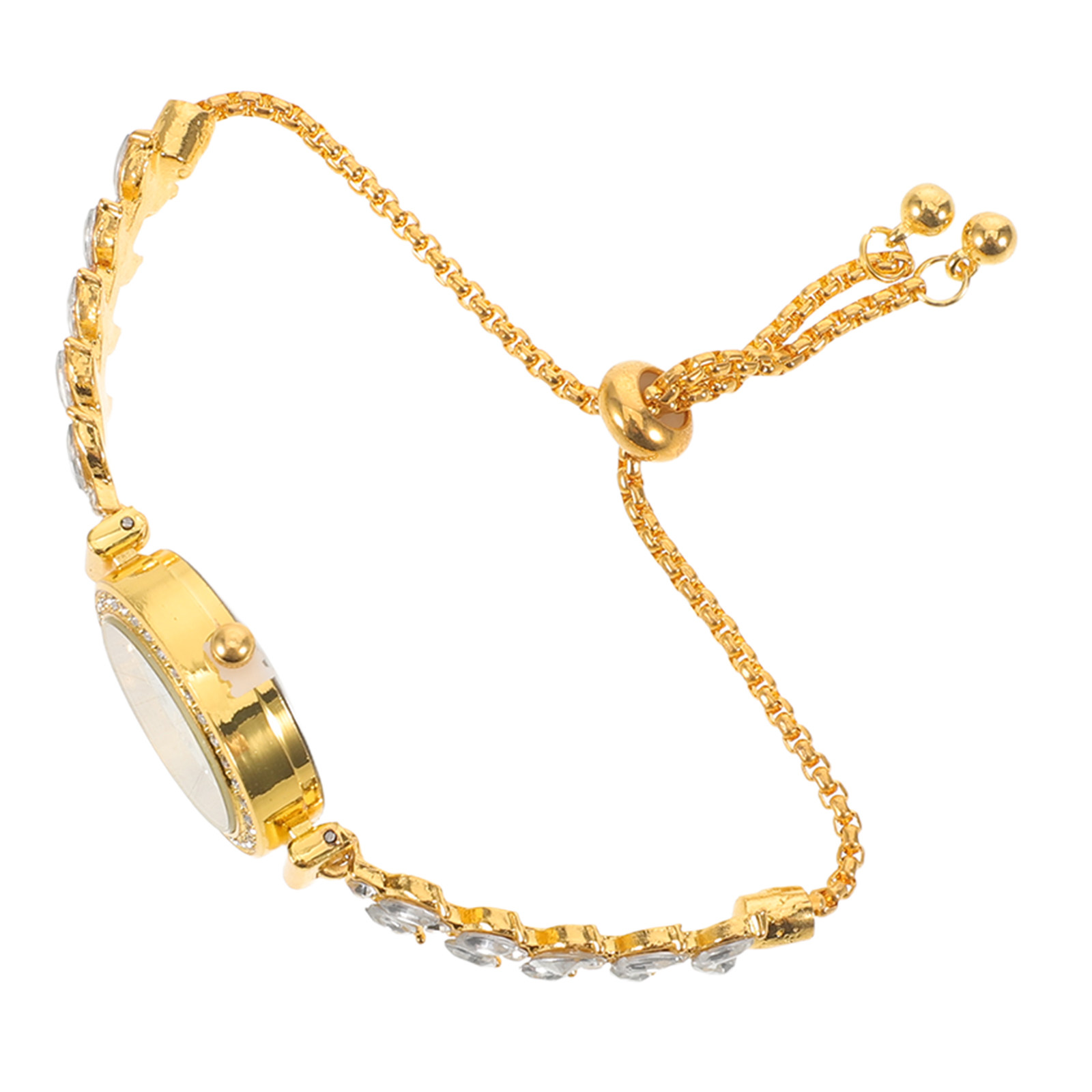 Gold Alloy Rhinestone Bracelet - Luxury Watch White recension och pris