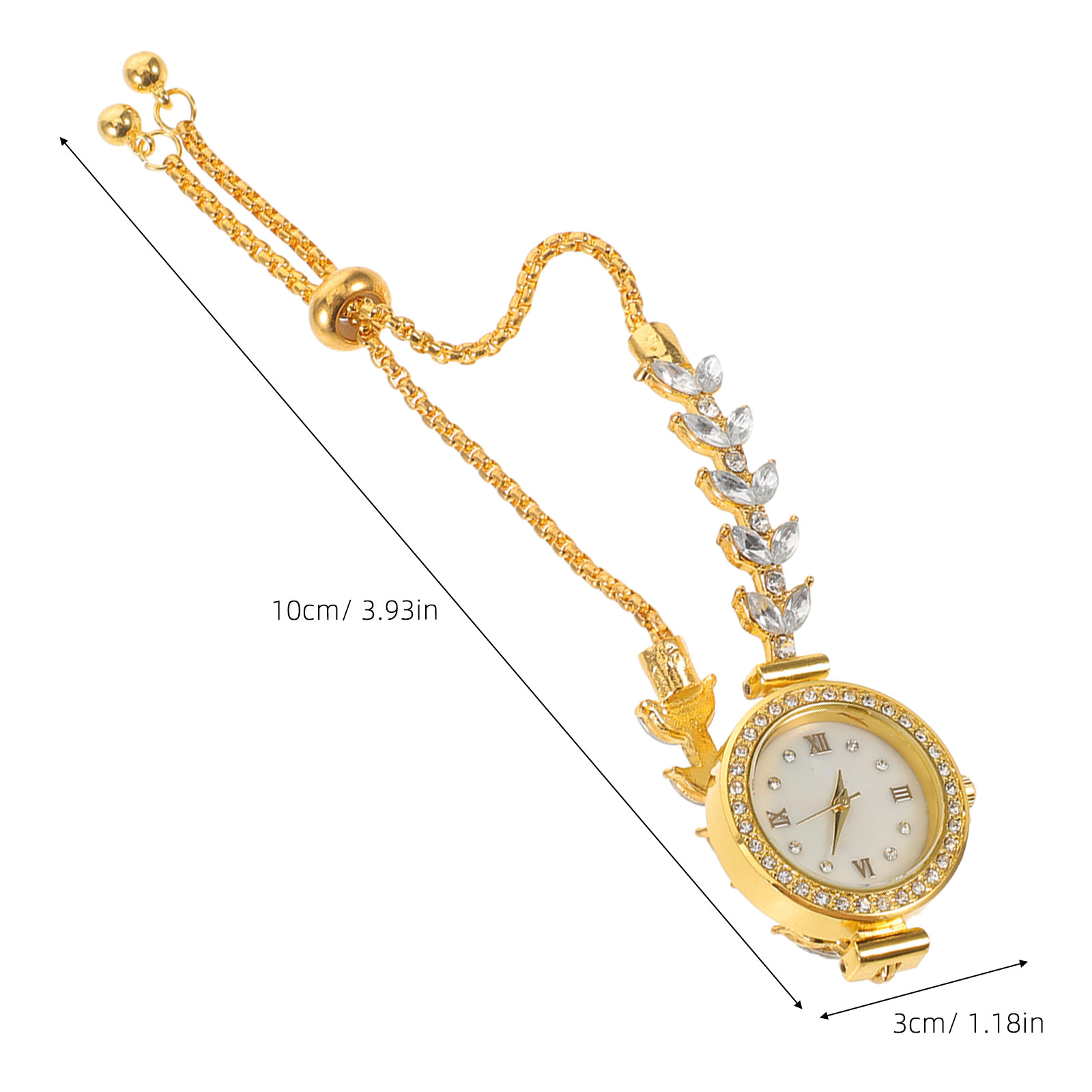 Gold Alloy Rhinestone Bracelet - Luxury Watch White recension och pris
