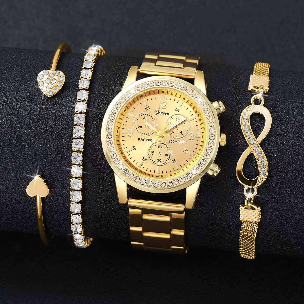 4PCS/Set Luxury Rhinestone Wom - Luxury Watch For Girls recension och pris