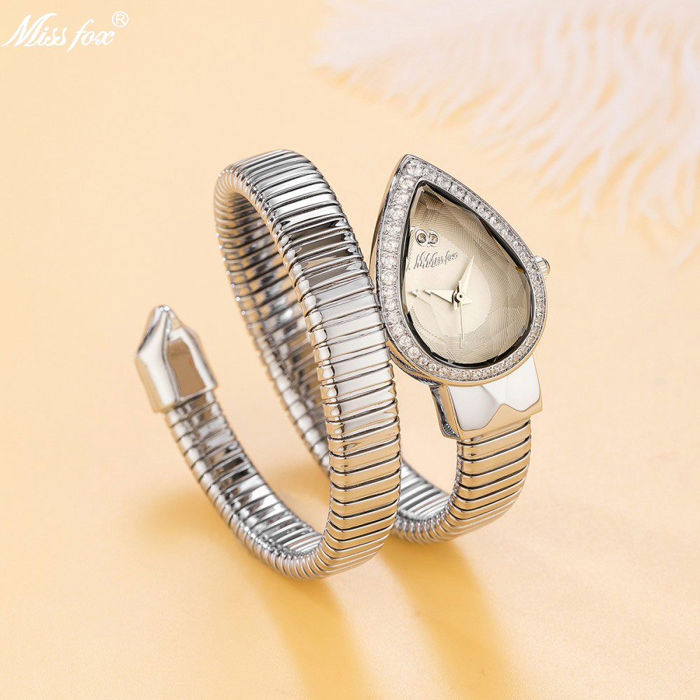 MISSFOX Snake Shape Diamond Wa - Luxury Watch White recension och pris