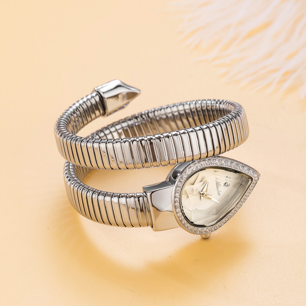 MISSFOX Snake Shape Diamond Wa - Luxury Watch White recension och pris