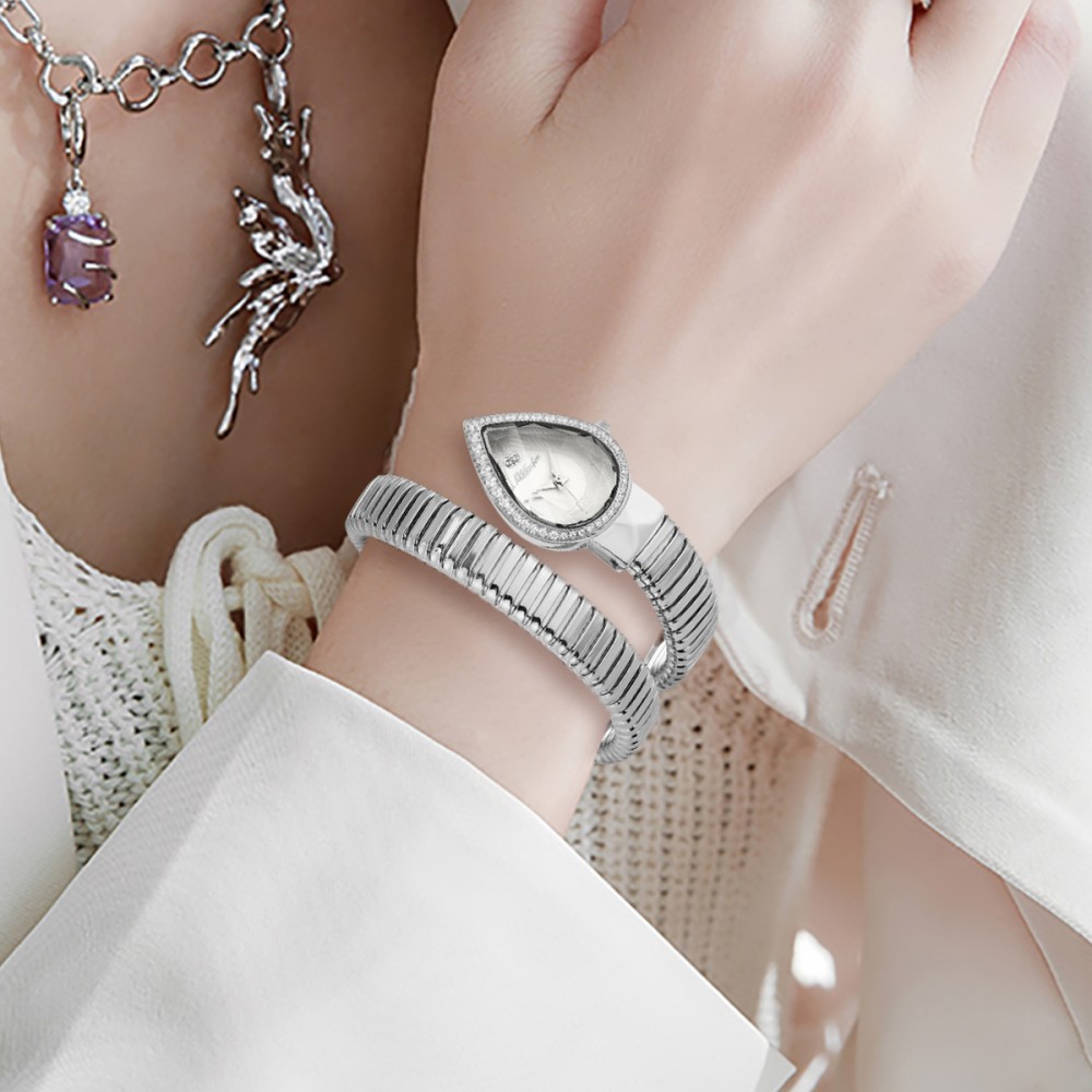 MISSFOX Snake Shape Diamond Wa - Luxury Watch White recension och pris
