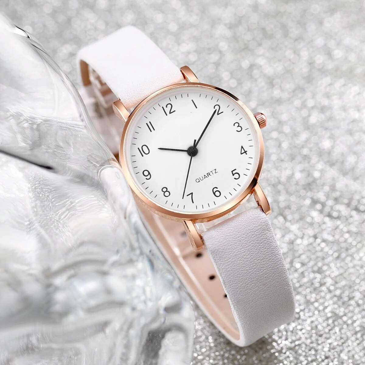Women Rose Gold Pearl Jewelry  - Luxury Watch White recension och pris