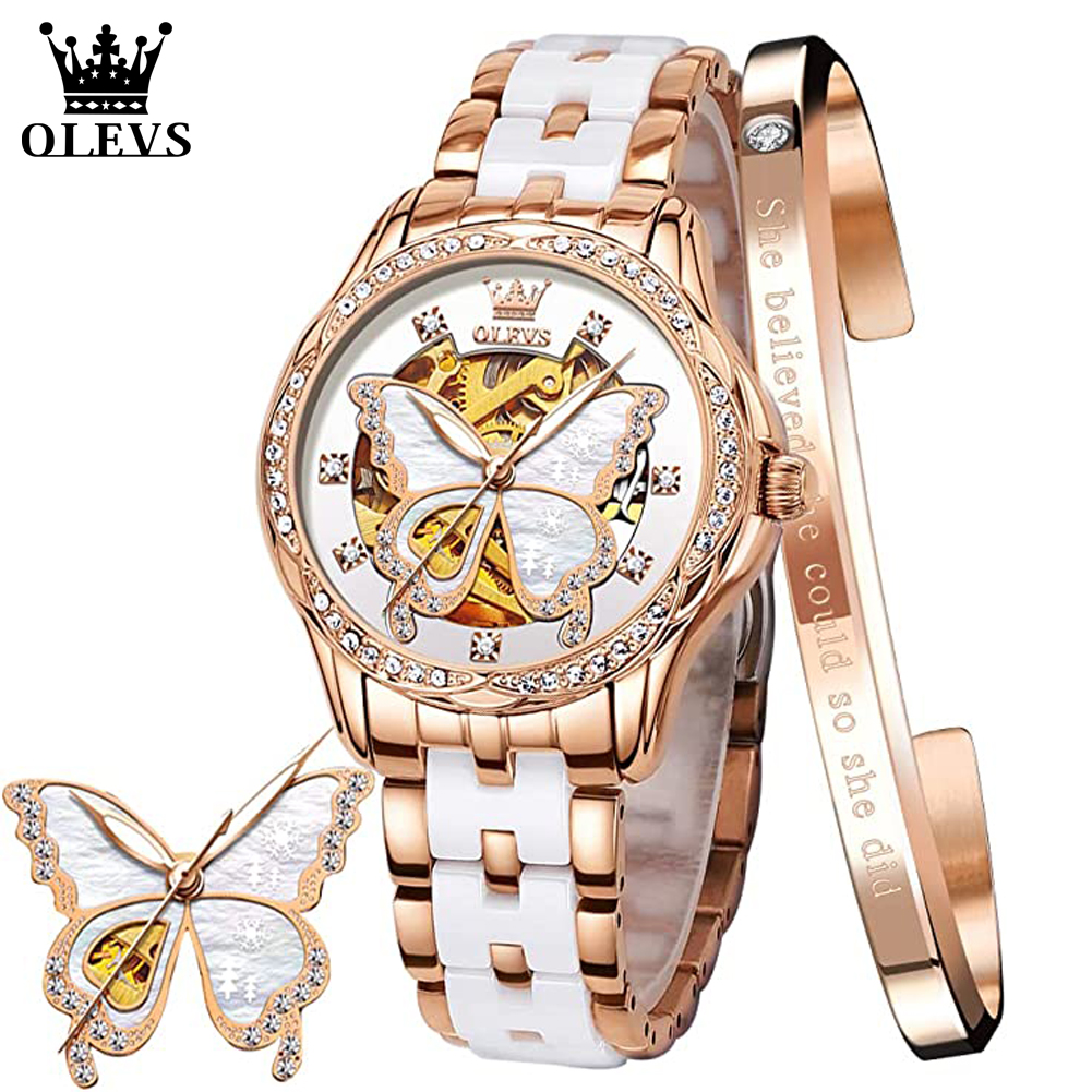 OLEVS Women's Automatic Watche - Luxury Watch White recension och pris